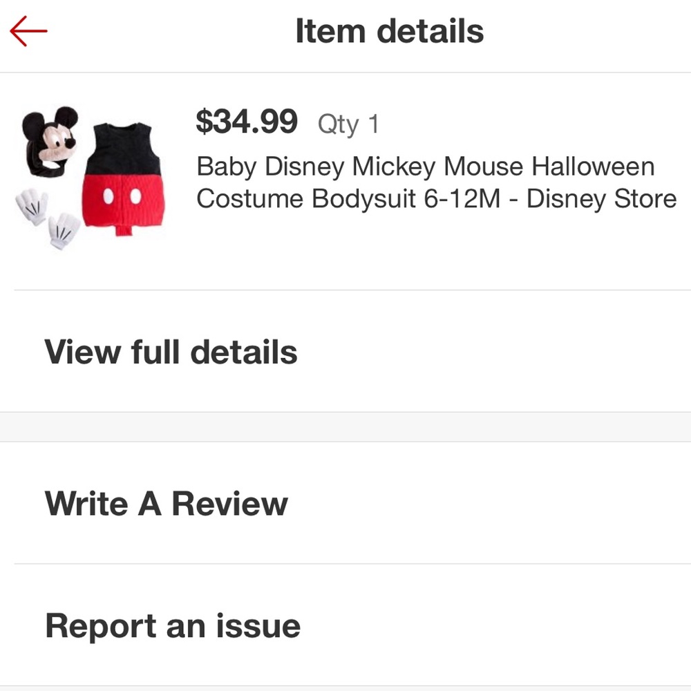 Mickey costume 6-12 months